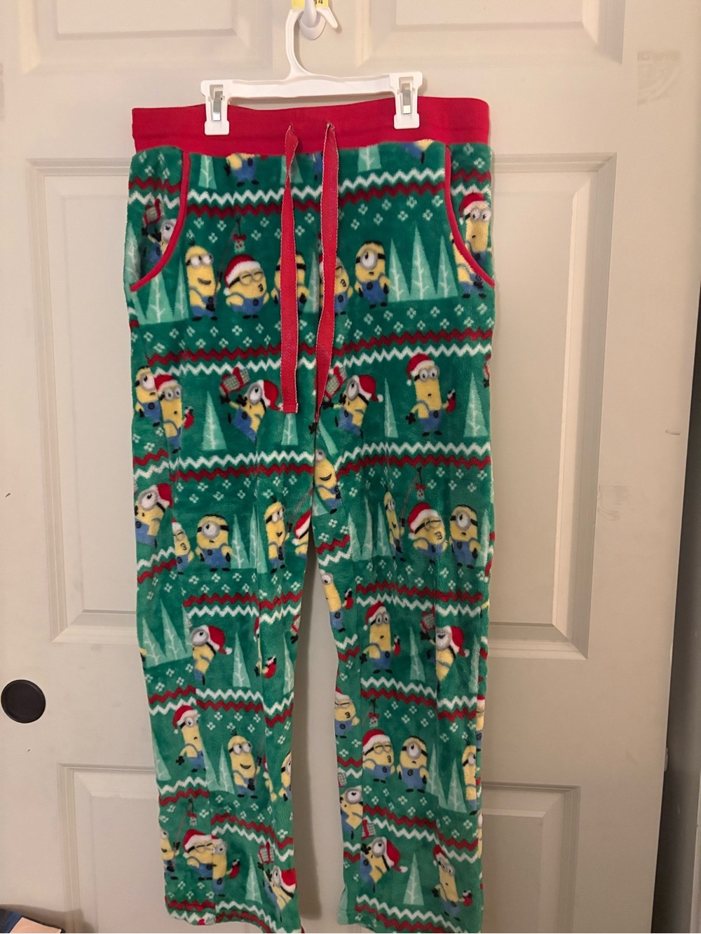 Minions Green Fleece Kids Pajama Pants with Red Waistband